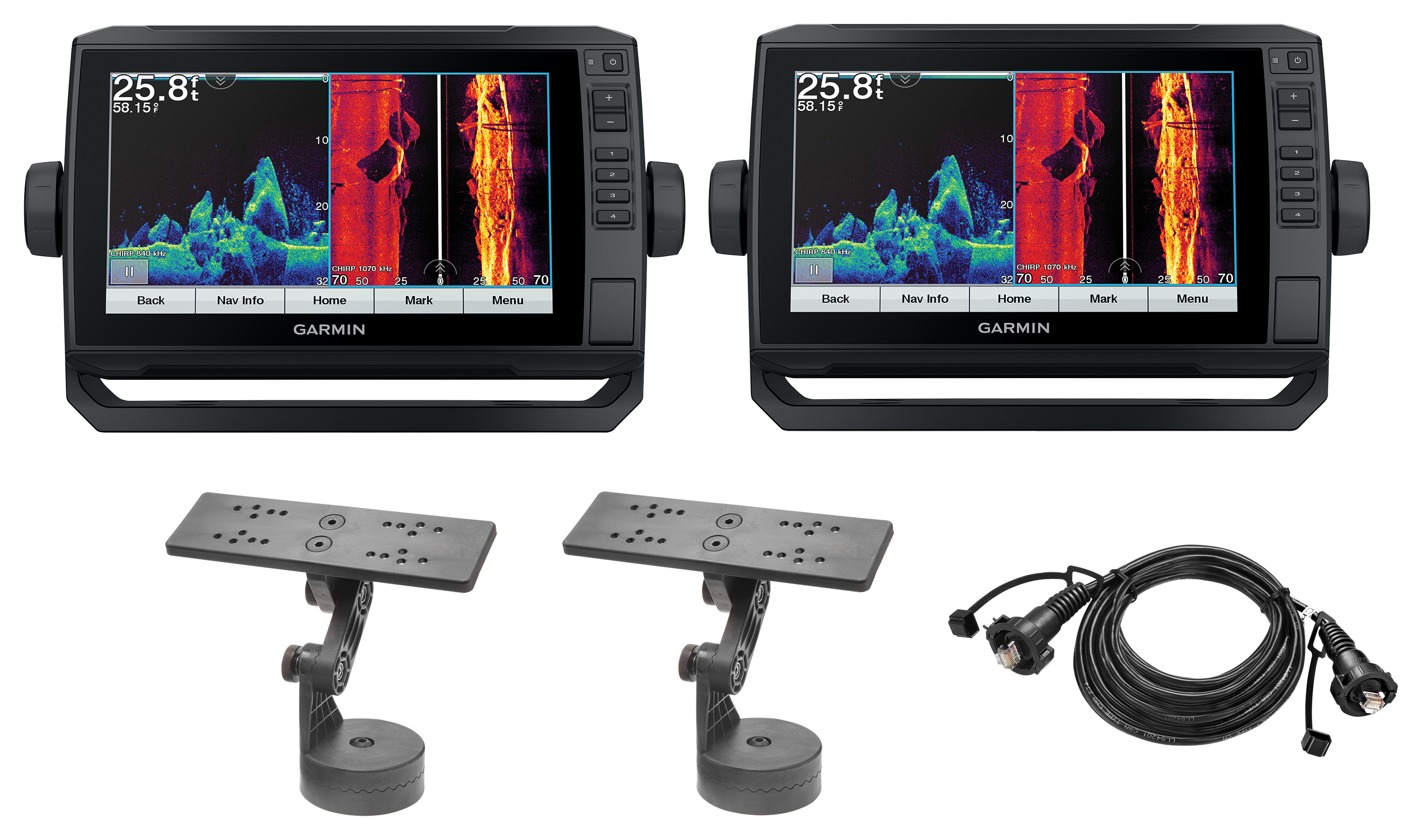 Garmin ECHOMAP Bundle with Two 93sv Fish Finders, Network Cable, and 2 Bass Pro Shops LockDown